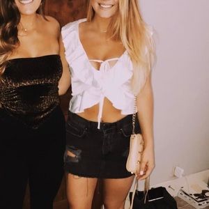 White Ruffle Crop Top